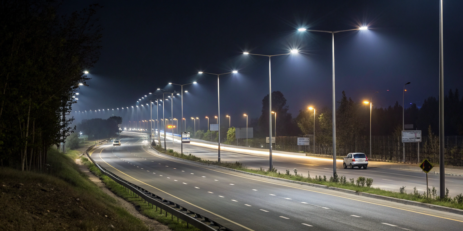 solar lamp post in residential area