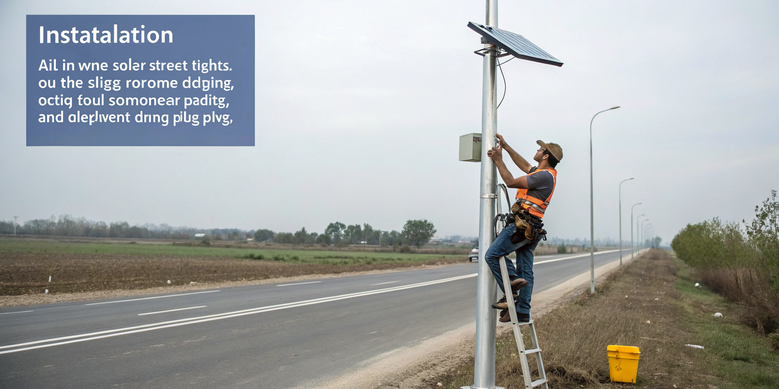 installation of solar street lights in african village